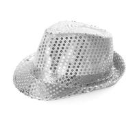 I Love Fancy Dress Silver Sequin Trilby Hat | Size: 12 Pack I Love Fancy Dress Silver 12 Pack