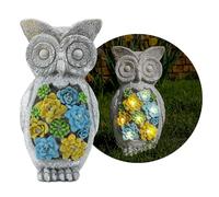 I LOVE FANCY DRESS Solar Powered Owl Statue Garden Ornaments - CLASS B with Minor Defects - Outdoor Resin Decoration with Solar Light - Animal Garden Sculpture for Lawn & Patio