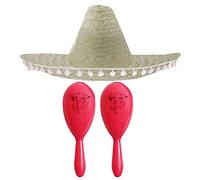I LOVE FANCY DRESS Sombrero - Unisex Adults - Pink Maracas - Cultural - Straw, Plastic - Fancy Dress Headwear - Sombrero - Unisex - Mexican Culture Enthusiasts
