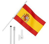 I LOVE FANCY DRESS Spain Flag, Flagpole and Wall Mount Set - 5ft x 3ft Flag with Grommets, Extendable Pole and Mount - Spanish Sports Supporter National Pride Indoor Outdoor Decoration