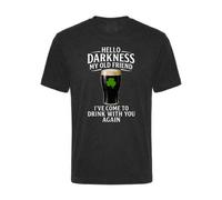 I Love Fancy Dress St Patricks Black T-Shirt with Hello Darkness Print in White | Size: Medium I Love Fancy Dress Black M