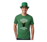 I Love Fancy Dress St Patricks Green T-Shirt with Hello Darkness in White & Irish Tophat | Size: Medium I Love Fancy Dress Green Medium