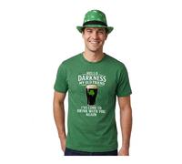 I Love Fancy Dress St Patricks Green T-Shirt with Hello Darkness in White & Irish Trilby | Size: Large I Love Fancy Dress Green Large