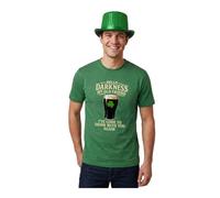 I Love Fancy Dress St Patricks Green T-Shirt with Hello in Beige & Sequin Tophat | Size: Medium I Love Fancy Dress Green Medium
