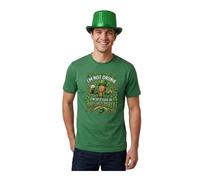 I Love Fancy Dress St Patricks Green T-Shirt with Irish Spirit Print & Sequin Tophat | Size: Medium I Love Fancy Dress Green Medium
