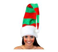 I Love Fancy Dress Tall Red & Green Striped Wired Elf Hat | Size: 1 Pack I Love Fancy Dress Multicolor 1 Pack