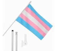 I LOVE FANCY DRESS Transgender Flag, Flagpole and Wall Mount Set - 5ft x 3ft Flag with Grommets, Extendable Pole and Mount - Pride Month Festivals and Celebrations LGBTQ+ Indoor Outdoor Decoration