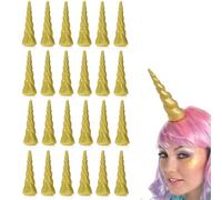 I LOVE FANCY DRESS Unicorn Horn Headband - Pack of 24 - Gold Glitter Unicorn Horn on a Headband - Girls Birthday Party Hair Accessory Photo Prop