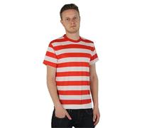 I LOVE FANCY DRESS Unisex RED and White Striped Short Sleeved T-Shirt - 100% Cotton RED and White Stripe T-Shirt with Short Sleeves - Available in S-XXL