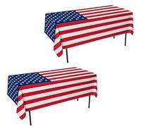 I LOVE FANCY DRESS USA Flag Tablecloth - Pack of 2 - 5ft x 3ft Polyester Table Cloth with Bold Stars and Stripes Print - 4th of July, Patriotic Events & American Themed Party Décor