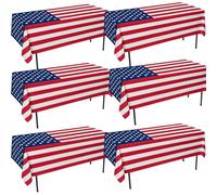 I LOVE FANCY DRESS USA Flag Tablecloth - Pack of 6 - 5ft x 3ft Polyester Table Cloth with Bold Stars and Stripes Print - 4th of July, Patriotic Events & American Themed Party Décor