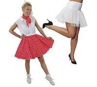 I LOVE FANCY DRESS Women's 50s Retro Costume Outfit - Red Polka Dot Skirt with Matching Scarf & White Under Skirt (One Size, UK 14-18)