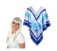 I Love Fancy Dress Women's 70s Disco Costume Set - Poncho & Wig in Blue I Love Fancy Dress Blue