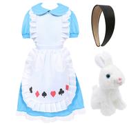 I Love Fancy Dress Women's Alice In Wonderland Costume, Headband & Rabbit in Light Blue | Size: Medium I Love Fancy Dress Light Blue Medium