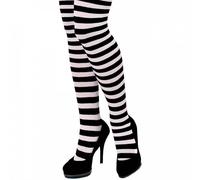 I Love Fancy Dress Women's Black & White Striped Tights | Size: Medium I Love Fancy Dress Black Medium