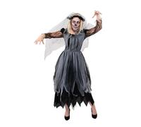Ladies Ghost Bride Halloween Fancy Dress - Medium - Black Corpse Bride Wedding Dress - Perfect for Halloween or Any Fancy Dress Party