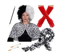 I Love Fancy Dress Women's Evil Dog Lady Accessory Set - Cape, Wig, Gloves, Fake Cigarettes & Boa | Size: Medium I Love Fancy Dress Multicolor Medium