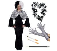 I Love Fancy Dress Women's Evil Dog Lady Costume - Cape, Wig, Gloves, Boa & Fake Cigarettes | Size: Small I Love Fancy Dress Multicolor Small
