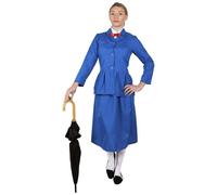 I Love Fancy Dress Women's Magical Nanny Costume Jacket Skirt + Bowtie in Blue | Size: 2XL I Love Fancy Dress Blue 2XL