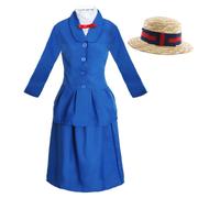 I Love Fancy Dress Women's Magical Nanny Costume - with Boater Hat in Blue | Size: Medium I Love Fancy Dress Blue Medium