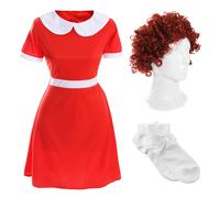 I Love Fancy Dress Women's Orphan Costume, Wig & Socks in Red | Size: Medium I Love Fancy Dress Red Medium
