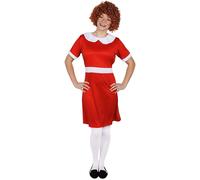 Ladies Orphan Girl Costume - Large - Red Dress With White Collar - Perfect for World Book Day and Other Fancy Dress Events