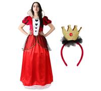 I Love Fancy Dress Women's Queen of Hearts Costume - Long Red & Black Dress | Size: Small I Love Fancy Dress Red Small