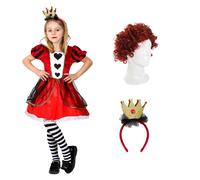 Queen Of Hearts Costume & Wig I Love Fancy Dress Red Small