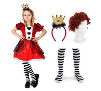 I Love Fancy Dress Women's Queen Of Hearts Costume, Wig & Tights in Red | Size: XL I Love Fancy Dress Red XL