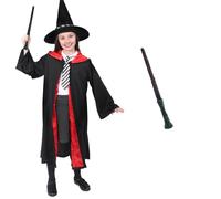 School Witch Costume & Wand I Love Fancy Dress Black Small