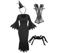 I Love Fancy Dress Women's Spider Witch Costume with Spider Prop in Black | Size: Small I Love Fancy Dress Black Small