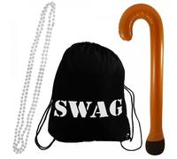 I Love Fancy Dress Women's Storybook Accessory Set - Necklace, Walking Stick & Bag in Black I Love Fancy Dress Black