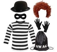 I Love Fancy Dress Women's Storybook Burglar Costume - Swag Bag & Accessories in Black | Size: Small I Love Fancy Dress Black Small