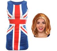 I Love Fancy Dress Women's Union Jack Dress & Ginger Wig in Red | Size: XS I Love Fancy Dress Red XS