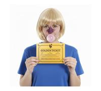 I Love Fancy Dress Women's Violet Set - Purple Face Paint, Blonde Bob Wig & Golden Ticket I Love Fancy Dress Multicolor