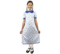 I Love Fancy Dress Women's Wartime Evacuee Dress 1940s World War 2 Flower Print in White | Size: Large I Love Fancy Dress White Large
