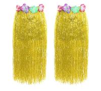 I LOVE FANCY DRESS Yellow 80cm Hula Skirt - Adult Women's One Size Yellow Floral Maxi Skirt with Elastic Waist for Summer Beach & Hawaiian Party Fancy Dress
