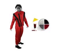 I Love Fancy Dress Zombie King of Pop Costume with Face Paint & Blood in Red | Size: XL I Love Fancy Dress Red XL