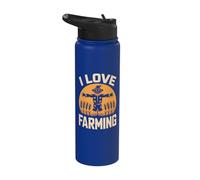 I Love Farming Scarecrow Wheat Stainless Steel Insulated Water Bottle
