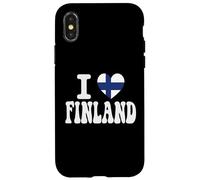 I Love FINLAND Heart Flag Retro Travel Souvenir Case for iPhone X/XS