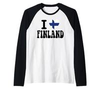 I Love Finland Heart Flag Retro Travel Souvenir Raglan Baseball Tee