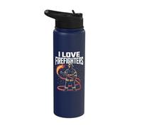 I Love Firefighters Brave Heroes Stainless Steel Insulated Water Bottle