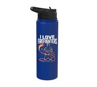 I Love Firefighters Brave Heroes Stainless Steel Insulated Water Bottle