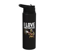 I Love Firefighters Firefighter Tribute Passion Stainless Steel Insulated Water Bottle
