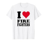 I Love Firefighters T-Shirt, Men, White, 5X-Large