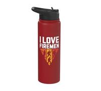I Love Firemen Courage Brave Heroes Stainless Steel Insulated Water Bottle