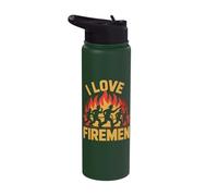 I Love Firemen Courageous Heroes Fire Stainless Steel Insulated Water Bottle