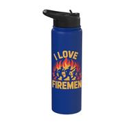 I Love Firemen Courageous Heroes Fire Stainless Steel Insulated Water Bottle