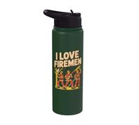 I Love Firemen Courageous Rescue Team Stainless Steel Insulated Water Bottle