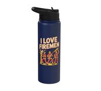 I Love Firemen Courageous Rescue Team Stainless Steel Insulated Water Bottle